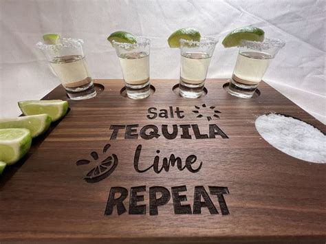 Tequila Shot Board Gift Set For Home Bar Tequila Barware Set Salt