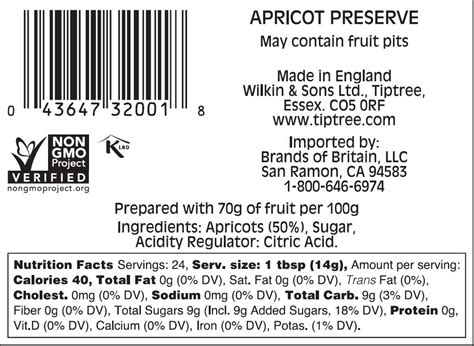 Tiptree Apricot Preserve 12 Ounce Jar