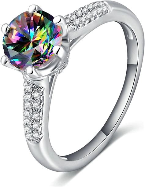 Sonmo Versilbert Diamant Ring Mit Bunte Stein Zirkonia Paarringe