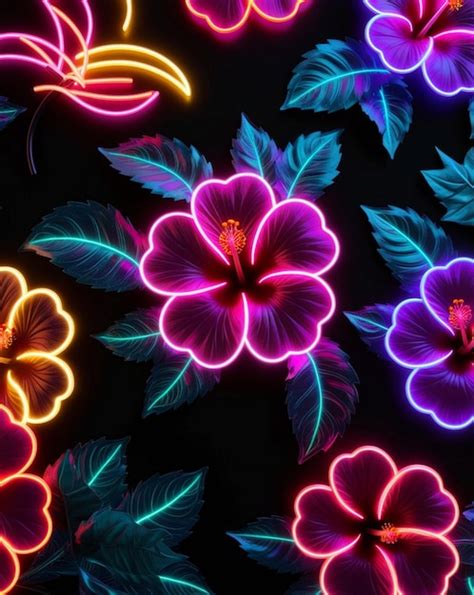 A Colorful Display Of Flowers With The Word Hibiscus Premium Ai