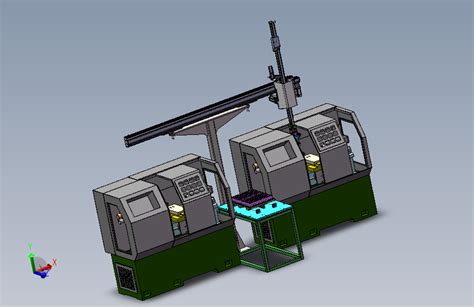 数控ncn车床桁架机械手自动上下料方案图纸 Solidworks 2013 模型图纸下载 懒石网