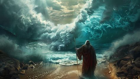 Moses Separate The Sea In Exodus Israelites Crossing The Red Sea