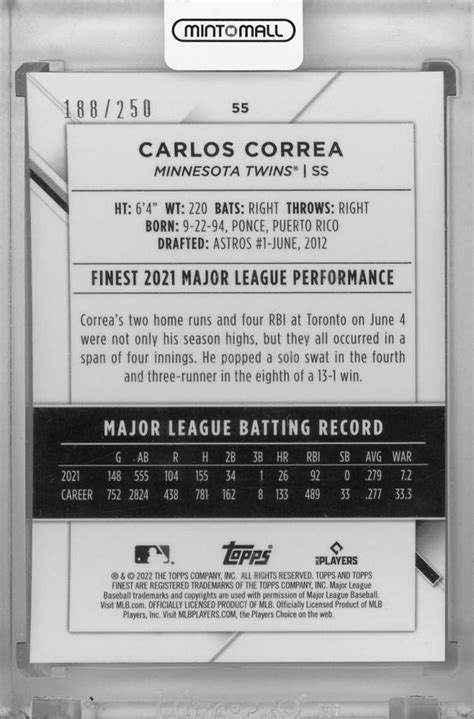 ミントモール Mint 浦和店 2022 Topps Finest Minnesota Twins Carlos Correa