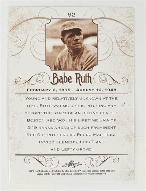 Rare Babe Ruth Hofer New York Yankees Collectible Card
