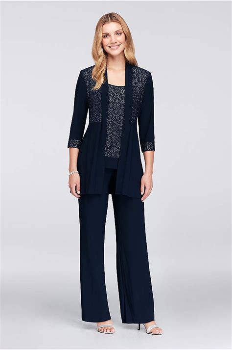 Sequin Lace And Chiffon Plus Size Pant Suit Davids Bridal