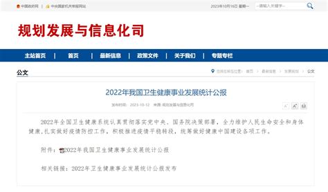 卫健委发布《2022年我国卫生健康事业发展统计公报》