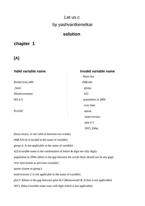 Let Us C By Yashwant Kanetkar 5th Edition Solution Chapter 1 Pdf