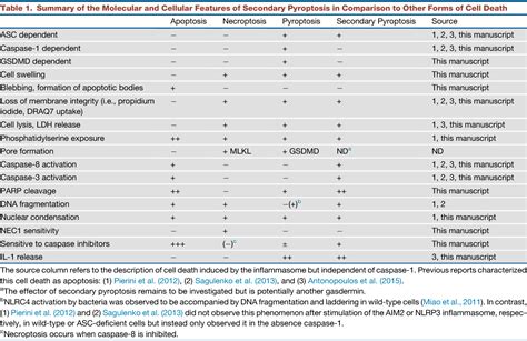 Table 1 From The Inflammasome Drives Gsdmd Independent Secondary