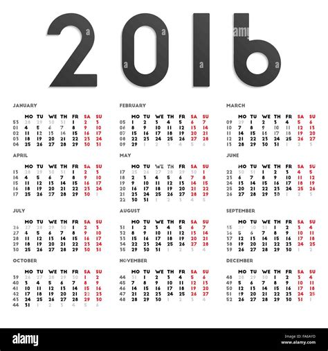 2016 calendar hi-res stock photography and images - Alamy