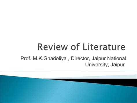 Review Of Literature Ppt