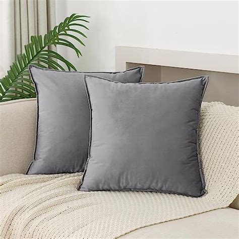 Dezene Decorative Pillow Cases 18x18 Light Grey 2 Pack