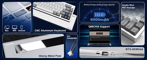 Yunzii Al Wireless Mechanical Keyboard Qmk Via Aluminum Keyboard Hot Swappable Custom