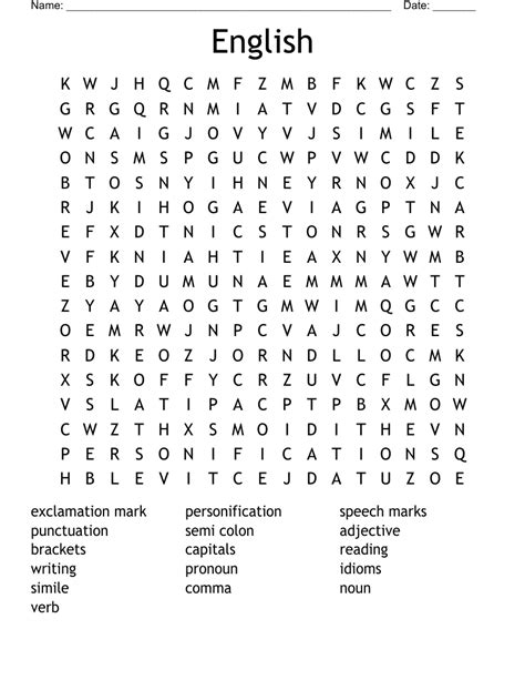 Creative Writing Word Search Wordmint