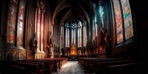 Premium Photo Gothic Cathedral With Stained Glass Windows And