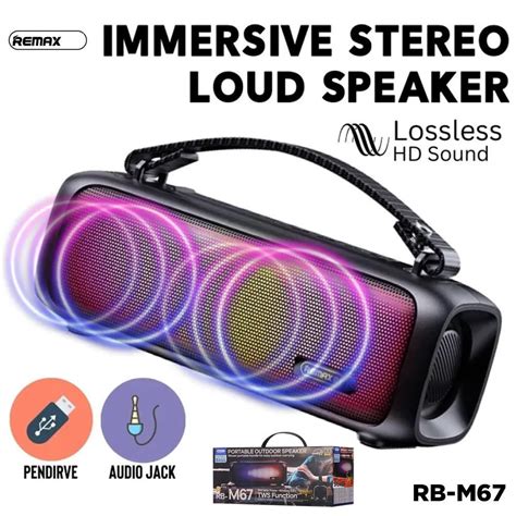 Buy REMAX RB M67 PORTABLE SUPER BASS WIRELESS SPEAKER WITH RGB LIGHTS