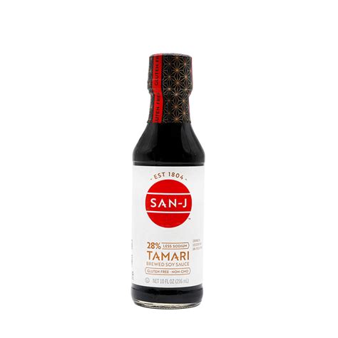 San J 28 Less Sodium Tamari Brewed Soy Sauce Gluten Free 10floz H