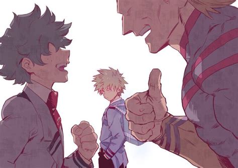 Izuku Midoriya Katsuki Bakugo And Toshinori Yagi All Might Boku No