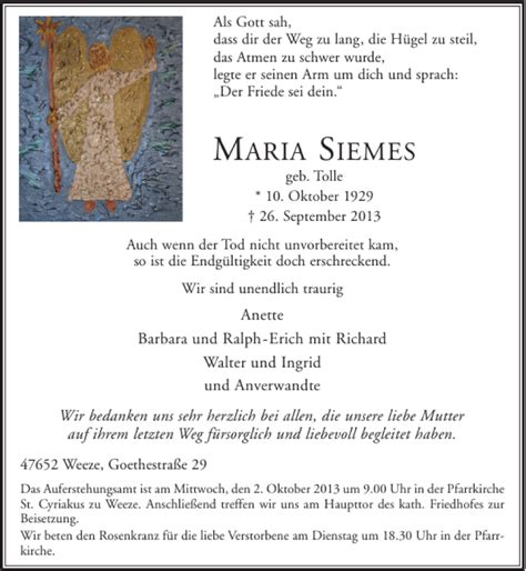 Alle Traueranzeigen für MARIA SIEMES M S trauer rp online de