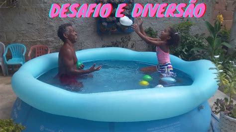 DESAFIO E DIVERSÃO NA PISCINA MEU PAI BANHO BIVERTIDO