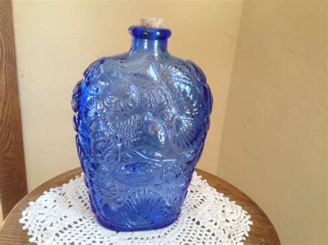 Vintage Cobalt Blue Glass Bottle With By Joanntiquesandart On Etsy Blue Glass Bottles Cobalt