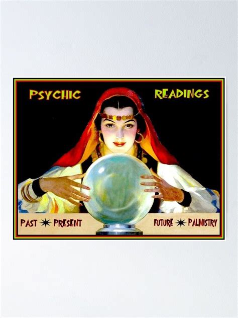 PSYCHIC READINGS Vintage Fortune Teller Advertising Print Poster By