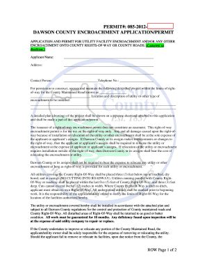 Fillable Online dawsoncounty Right-of-Way Encroachment Application ... 