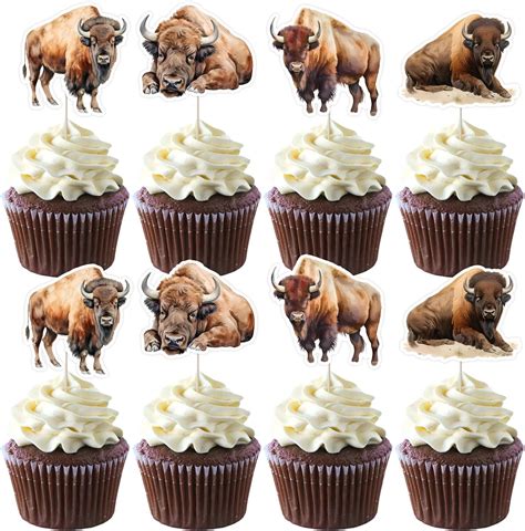 Amazon Wonmelody Bison Party Decor Bison Cupcake Topper Wild