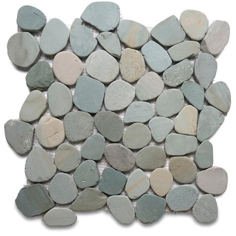 Sea Green Pebble Tile That Is Naturally Sliced And Hand Sorted For A