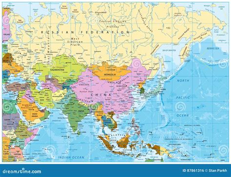 Carte Politique De L Asie Illustration De Vecteur Illustration Du Pays