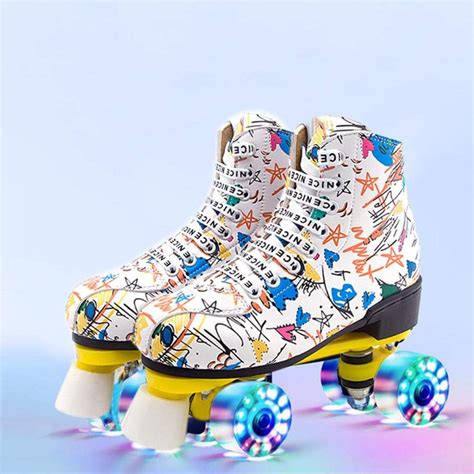 Buy Xudrez Women S Roller Skates Light Up Wheels Graffiti High Top