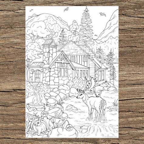 In The Woods Printable Adult Coloring Page From Favoreads Coloring Book Pages For Adults And