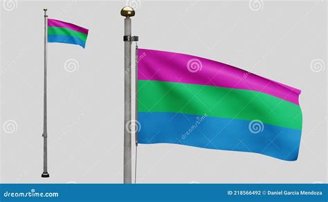 3d Polysexuality Flag Waving In The Wind Close Up Of Polysexual Banner