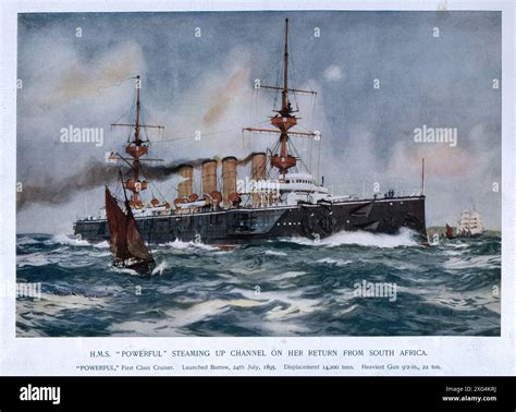 British Royal Navy Warships Early 20th Century Hms Powerful Was The