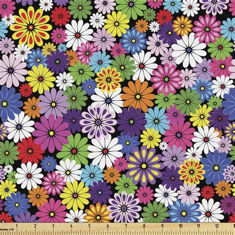 Flower Fabric by the Yard Floral Vivid Pattern with Colorful Flowers ...