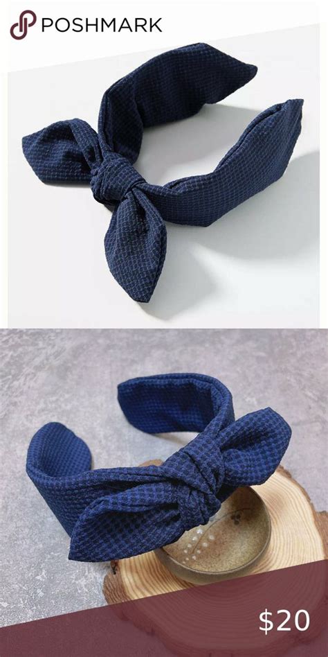 2 For 32⚡anthropologie Gingham Bow Headband Navy Anthropologie Accessories Navy Shop Bow