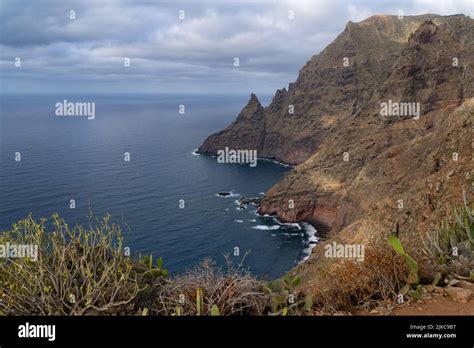 An Aerial View Of The Rocky Shore Of Anaga Rural Park Tenerife Canary