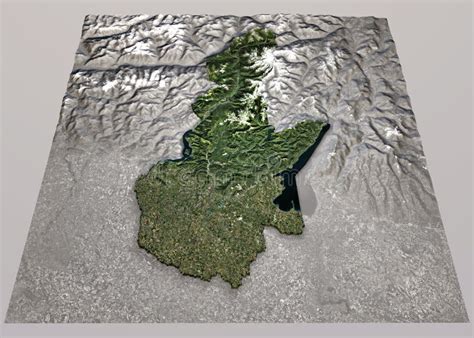 Satellite View Of Brescia Province Lombardia Region Italy 3d