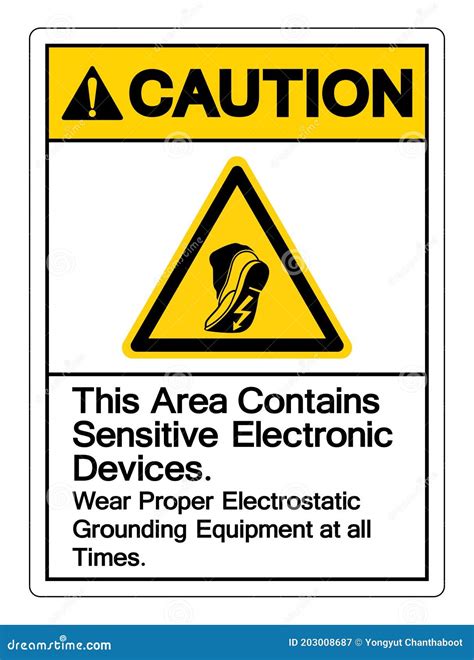 Caution Electrostatic Sensitive Device ESD Symbol Sign On White