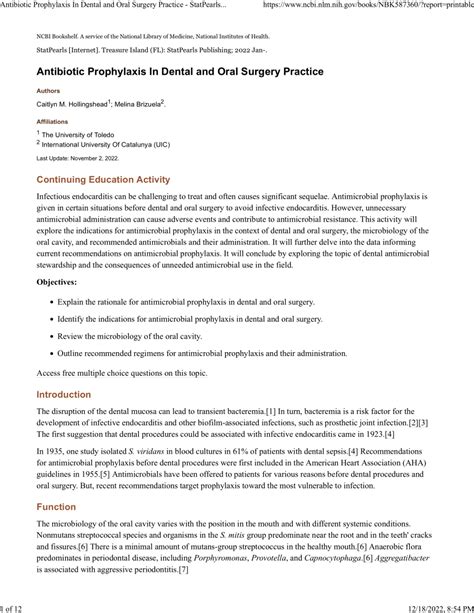 Pdf Antibiotic Prophylaxis In Dental And Oral Surgery Practice