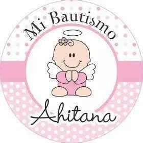 50 Stickers Personalizados Niña Bautizo 5 Cm Mesa De Dulces en venta en