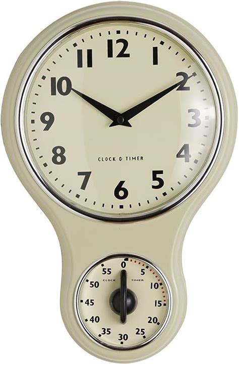 Procook Retro Kitchen Clock Timer Dark Cream Amazon Co Uk Kitchen