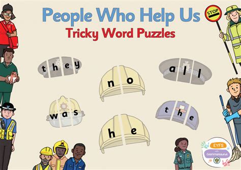 Eyfs People Who Help Us Tricky Word Puzzles Grammarsaurus