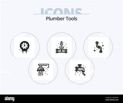 Plumber Line Filled Icon Pack 5 Icon Design Gauge Plumber Mechanical