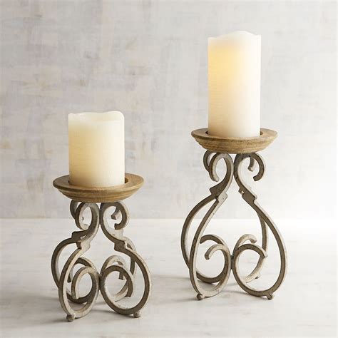 Rustic Metal Scroll Pillar Candle Holders Pier Imports Candle