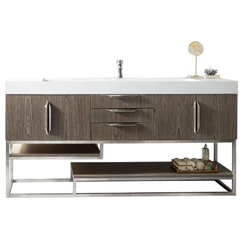 James Martin Vanities Columbia 72 In W Single Bath Vanity In Ash Gray Nickle With Solid Surface