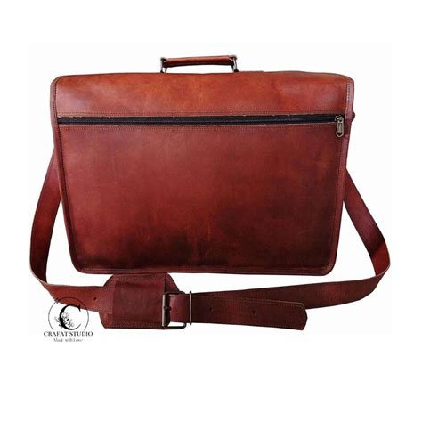 18 Inches Genuine Leather Laptop School Office Messenger And Etsy