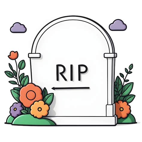 Premium Photo Gravestone With Rip Text And Flowers Vector Cartoon Illustration