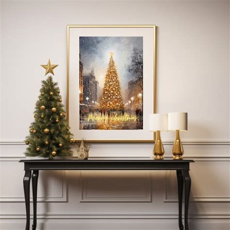 Christmas Tree Oil Painting Vintage Christmas Decor Christmas