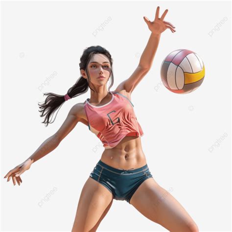 Professional Volleyball Player Isolated On Transparent Background