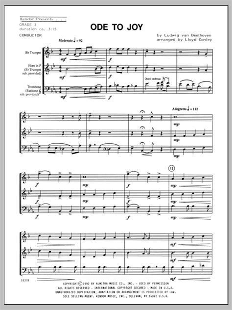 Ode To Joy Full Score Sheet Music Direct